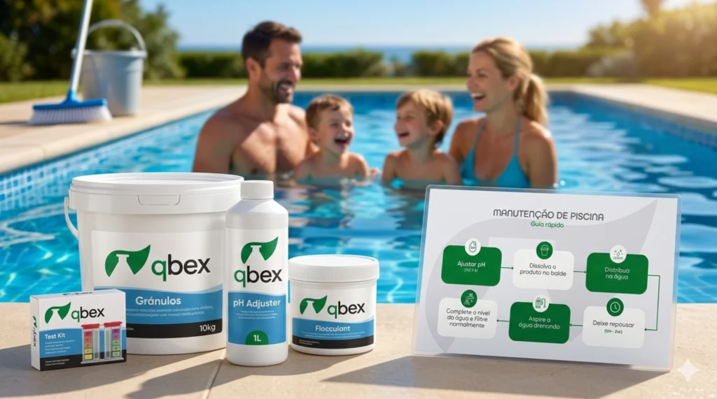 Produtos para limpeza rápida da piscina